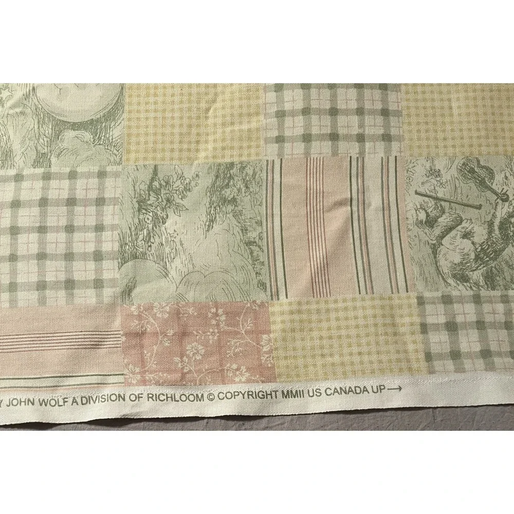 John Wolf Richloom Nursery Rhyme Patchwork Fabric Humpty Dumpty Pastel MMII Pink